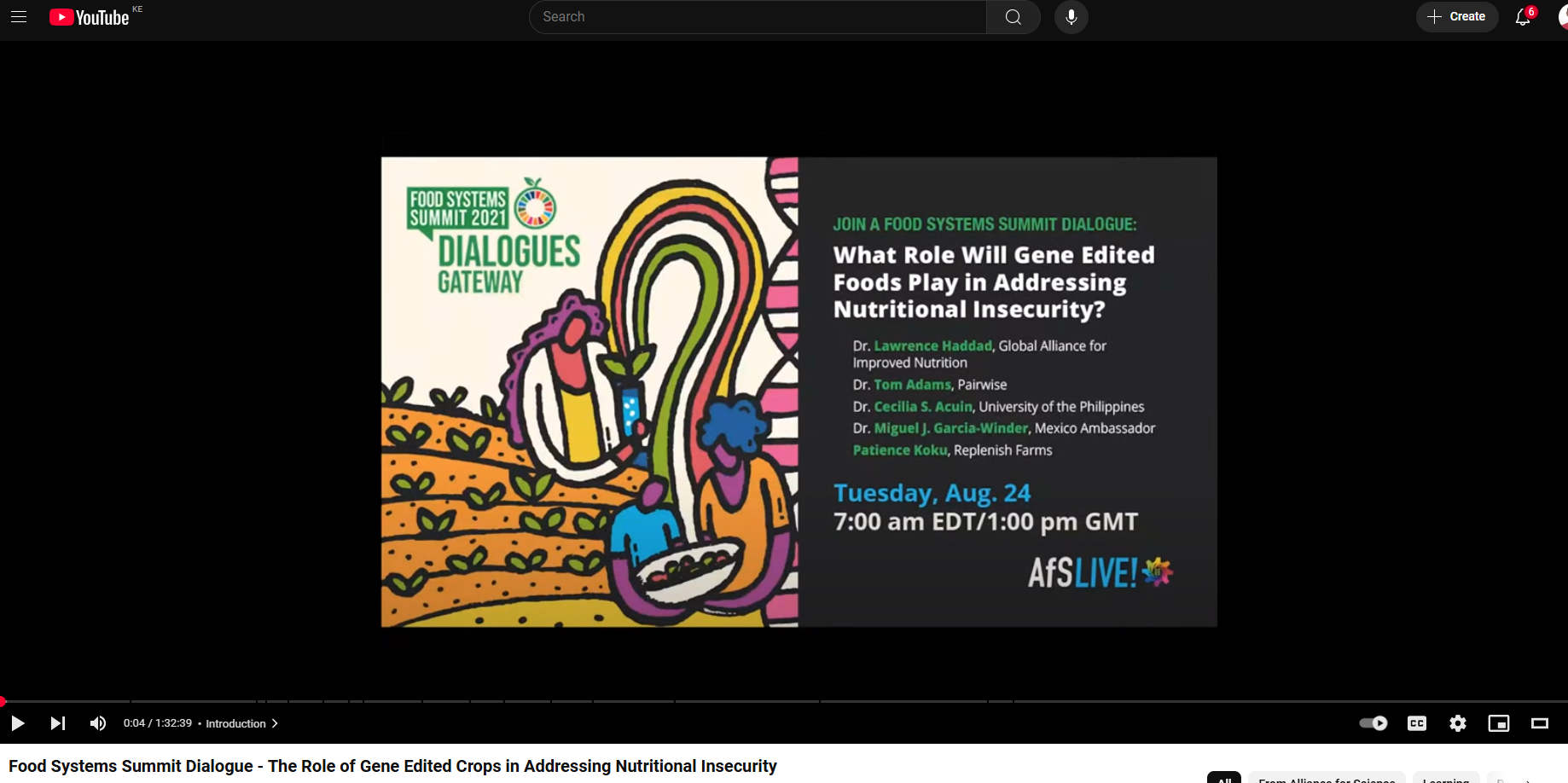 Food Systems Summit Dialogue - The Role of Gene Edited Crops in Addressing Nutritional Insecurity